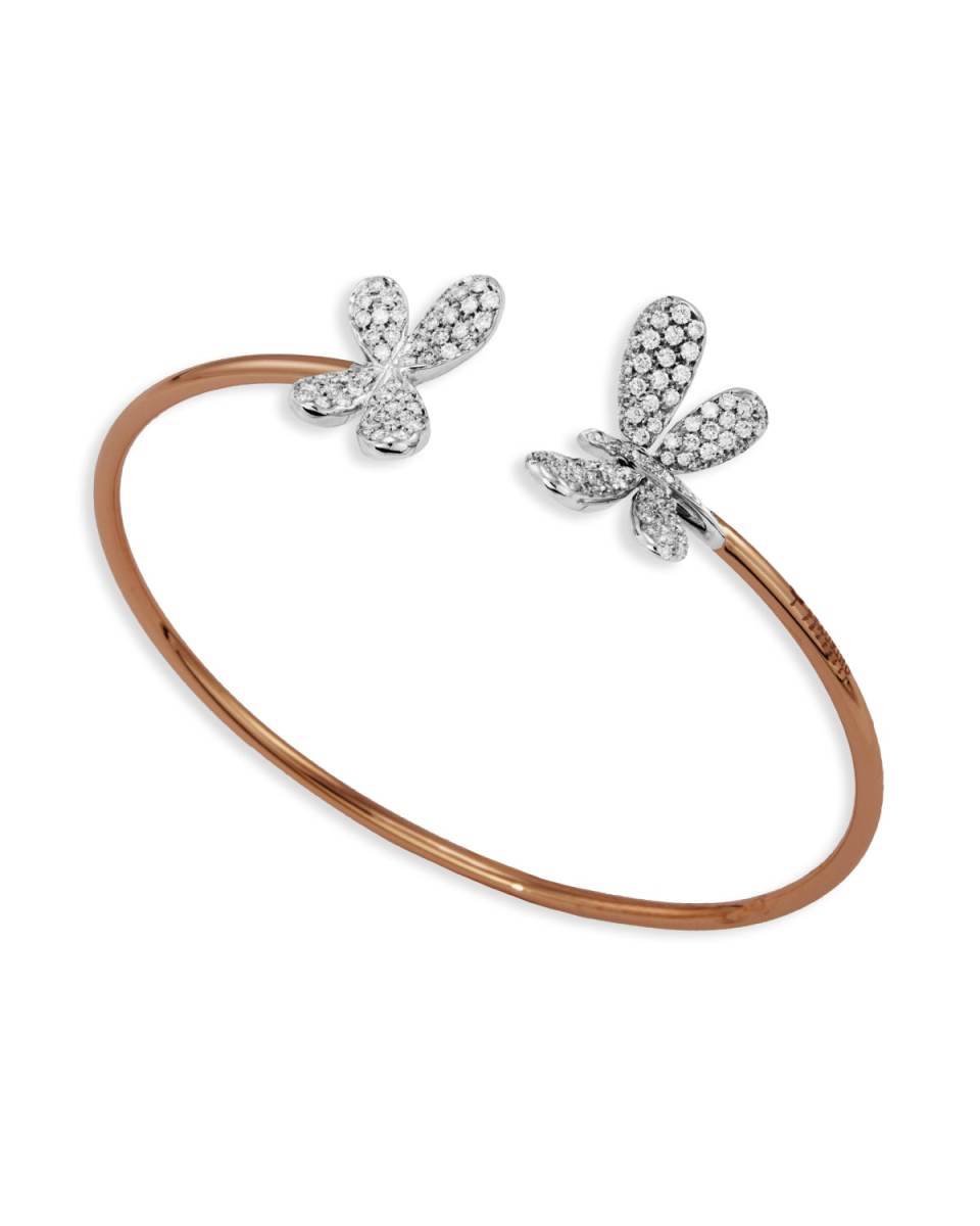 18k Rose Gold Diamond Pave Split Butterfly Bangle